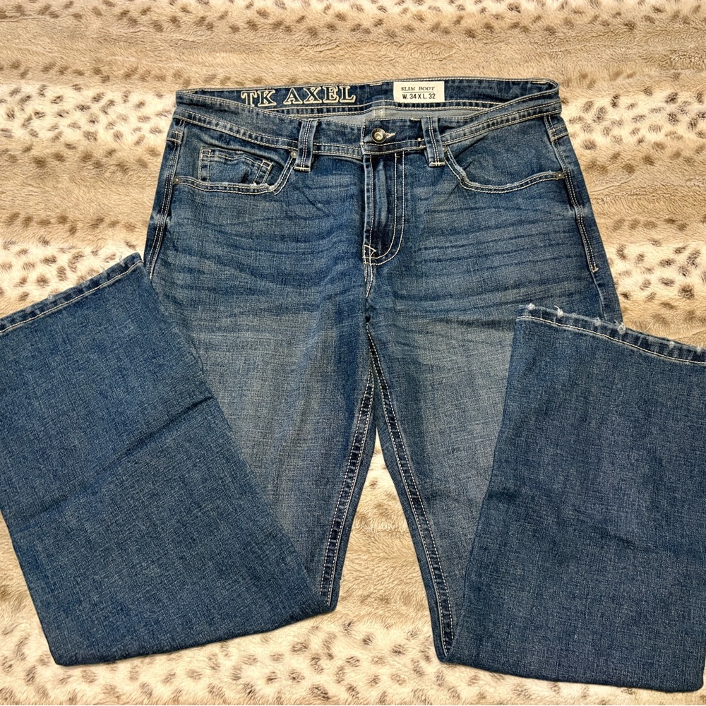 Men’s TK Axel Classic Blue Straight-Leg Jeans 34x32